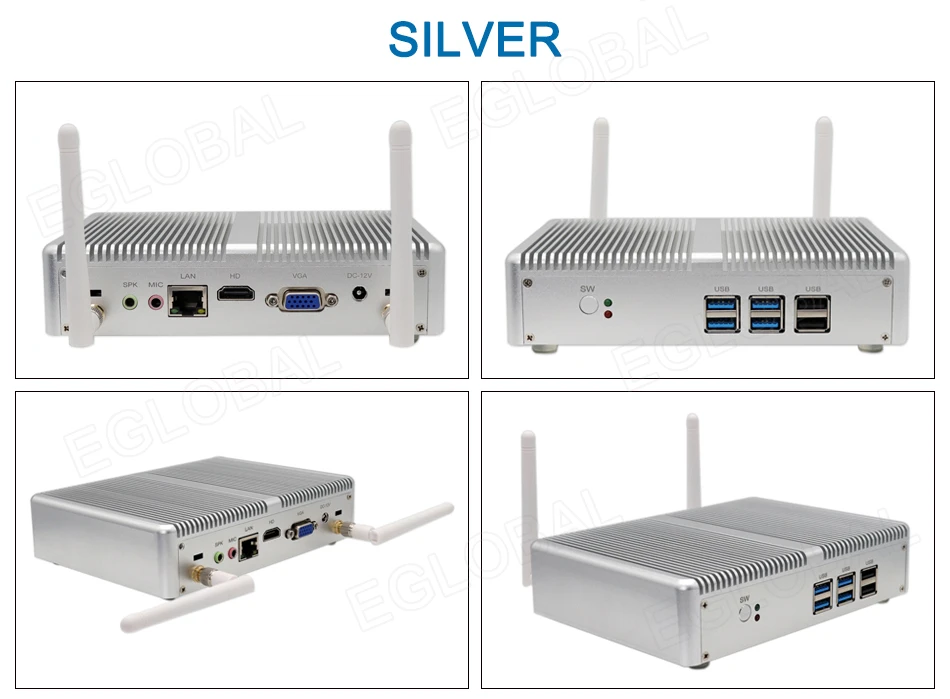 EGLOBAL Cheap Fanless Mini PC Intel Core i3 i5 4*USB 3.0 HDMI VGA 1 DDR3/DDR4 RAM slot Compact Computer WIFI Bluetooth