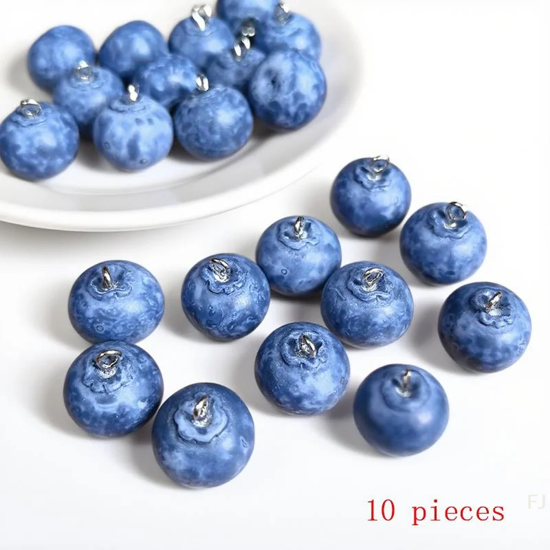 [YU]10Pcs Simulated Fruit Food Pendant 3D Small Blueberry Resin Charms Ornament DIY For Earring Necklace Jewelry Make Accessory