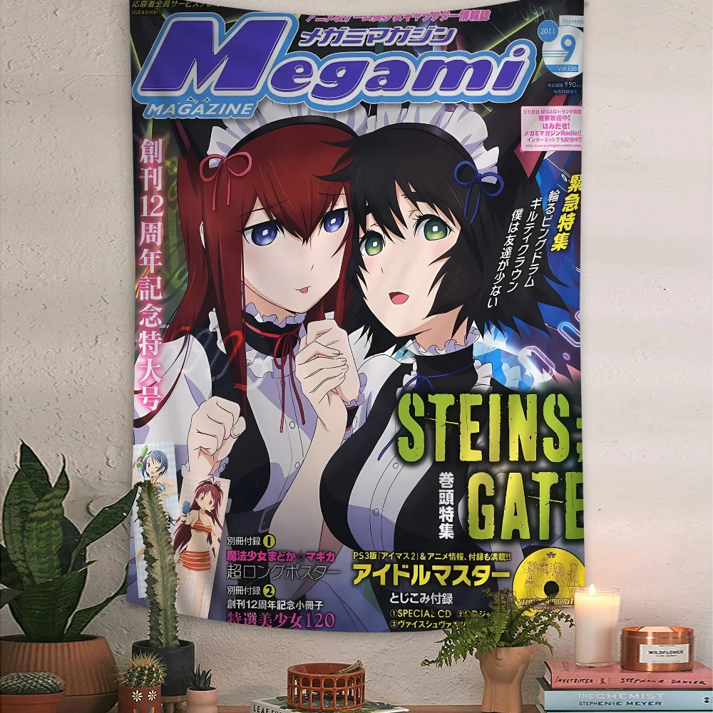 

Steins Gate Colorful Tapestry Wall Hanging Hippie Flower Wall Carpets Dorm Decor Japanese Tapestry