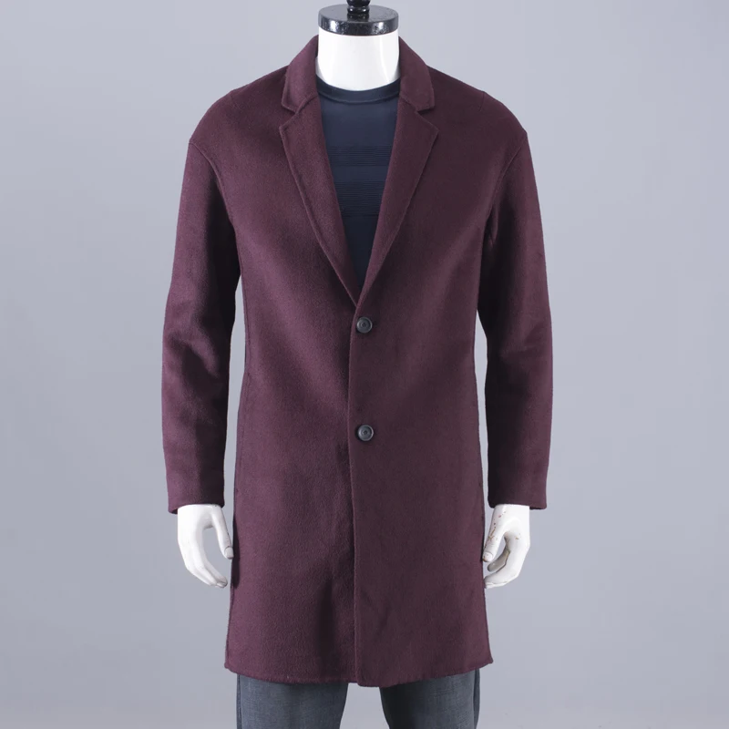 

Классический Бер! Двусторонняя шерстяная мужская ветровка с воротником костюма Faion, повседневная верхняя одежда, осенне-зимнее пальто средней длины