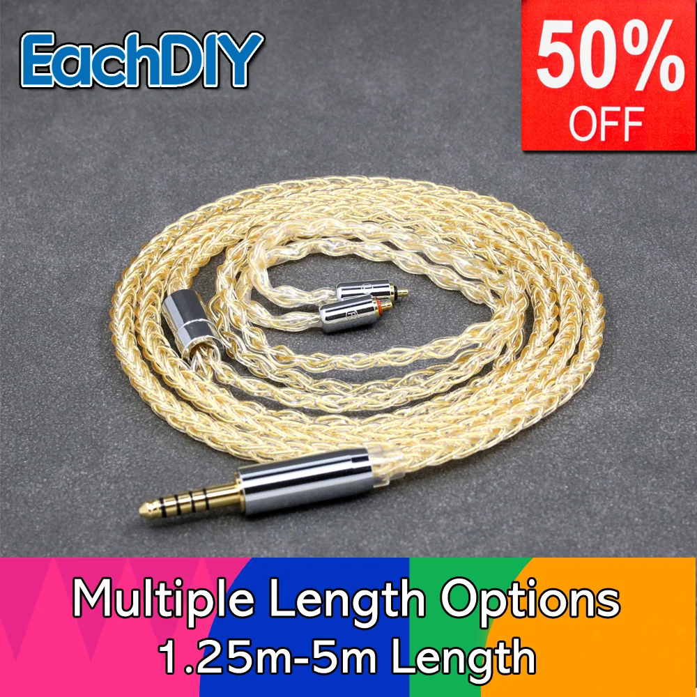 8 Core 99% 7n Pure Silver 24k Gold Plated Earphone Cable For Etymotic ERX  EVO Multi-Driver Earphone IPX T2 Pin LN008425