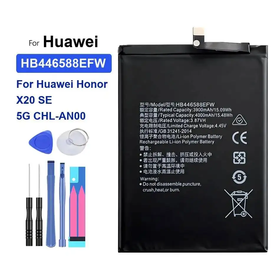 بطارية هاتف محمول متينة بقدرة 4000 مللي أمبير في الساعة لهاتف Huawei Honor X20 SE 5G CHL-AN00