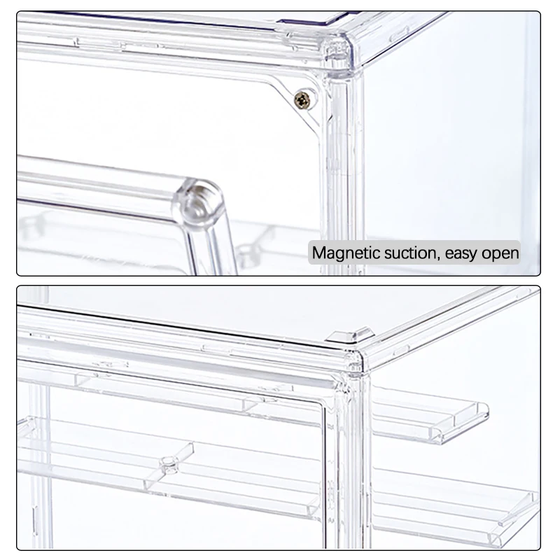 Imagem -05 - Caixa de Armazenamento Transparente Visível Dustproof Empilhável Removível Organizador Magnético Caixa para Brinquedos Estatuetas Artesanato