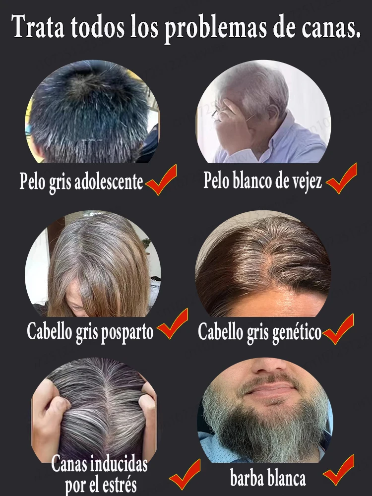 Imagen 5: Extractos anti-blanqueamiento naturales puros para eliminar las canas y convertirlas en cabello negro desde la raíz.