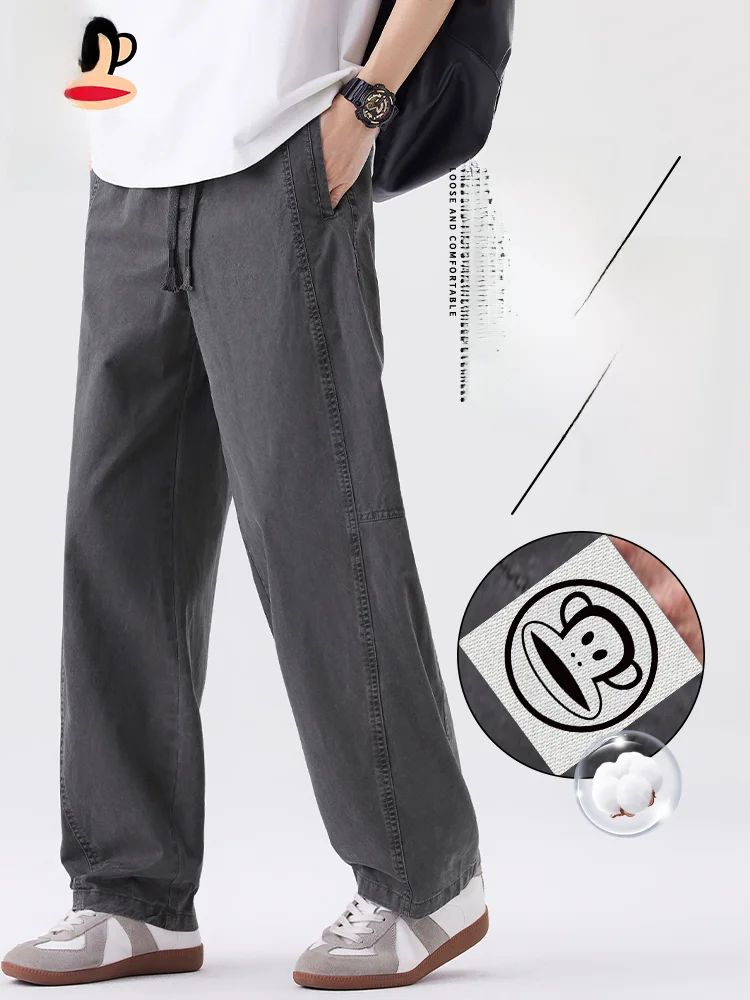 

Мужские повседневные брюки из чистого хлопка премиум-класса, широкие, прямого кроя, свободного силуэта, в американском стиле, весенние