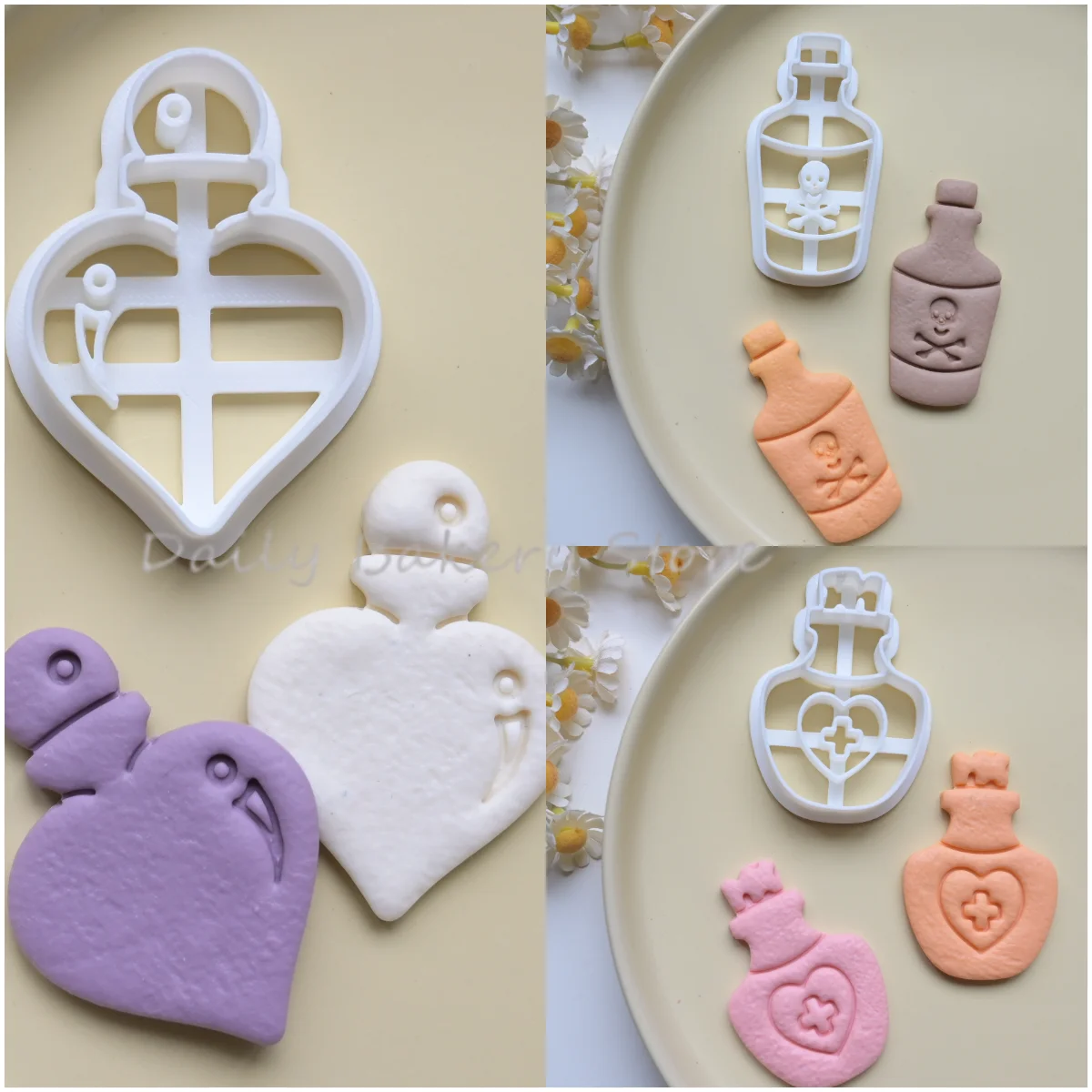 Magic Antidote Potion Bottle Cookie Cutter for Love-Themed Bottle Shape Pressable Biscuit Mold Cookie Stamp Bakeware