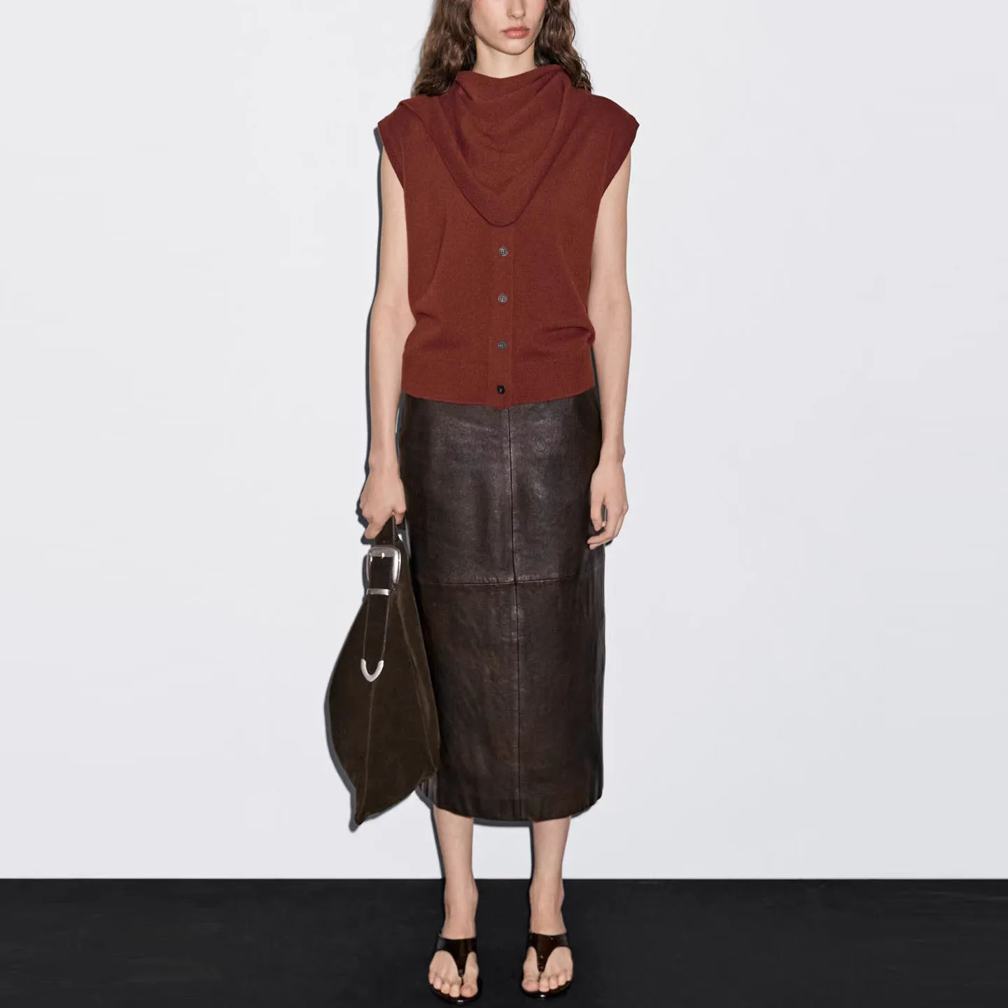 

Scarf Collar Layering Vest Women's Casual Sle Faion Autumn 2025 New Arrival Z Brand Other Material 00% Regular Length