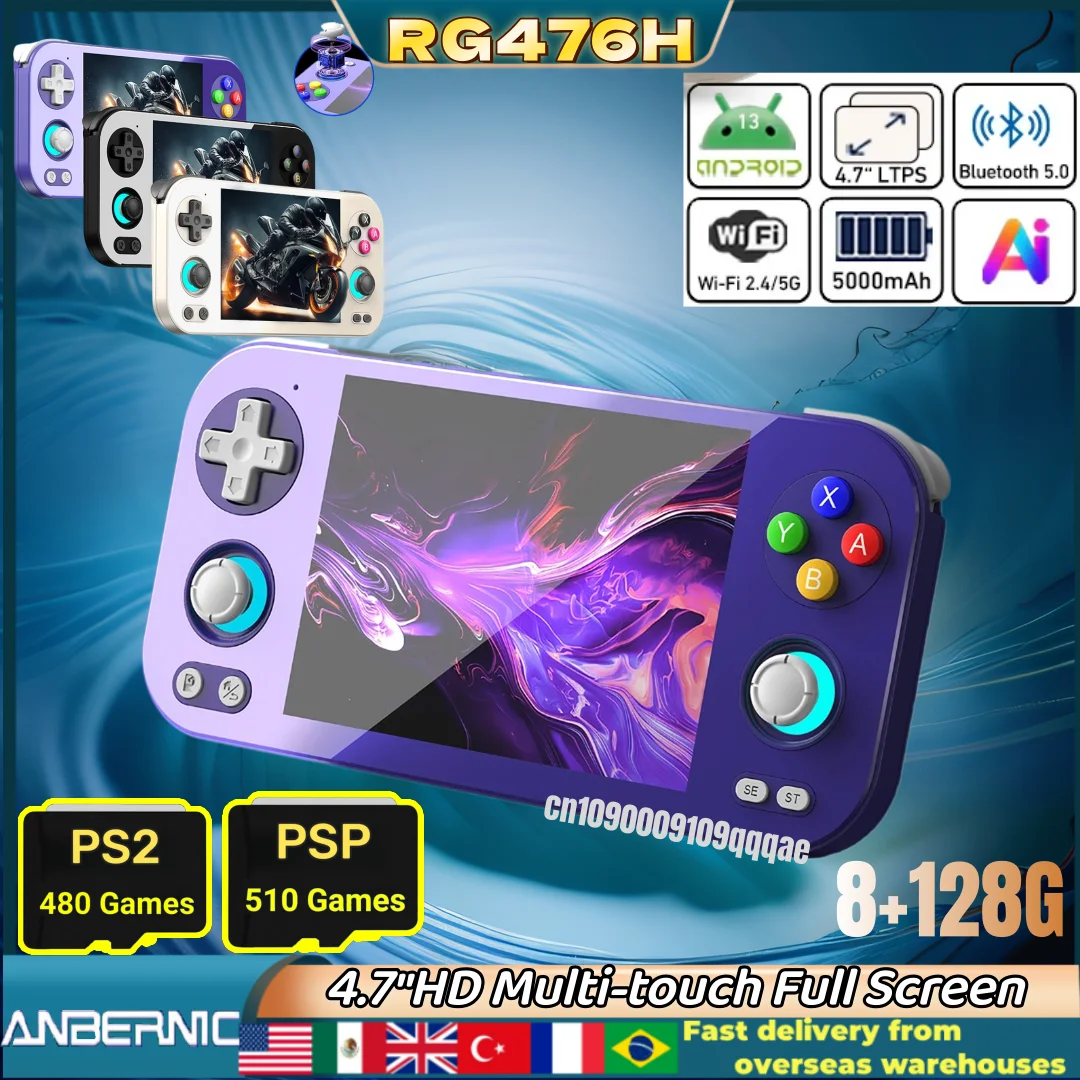 

ANBERNIC RG 476H Handheld Game Console 4.7-inch LTPS In-Cell Screen 3D Hall Joystick Android 13 System Assistant FOTA Support AI