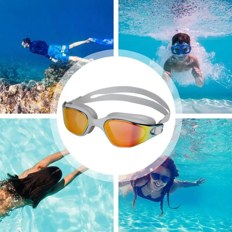 Soft Swimming Goggles Silicone Adjustable Water Sports Goggles Anti-Fog Waterproof Electroplated Large Frame Eyewear Large View