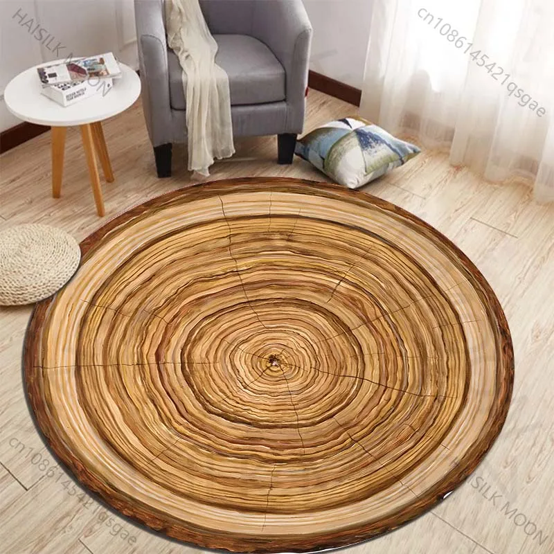 Cross-section of a Tree Trunk Printed round carpet living room sofa table carpet large pet mat soft round carpet home decor