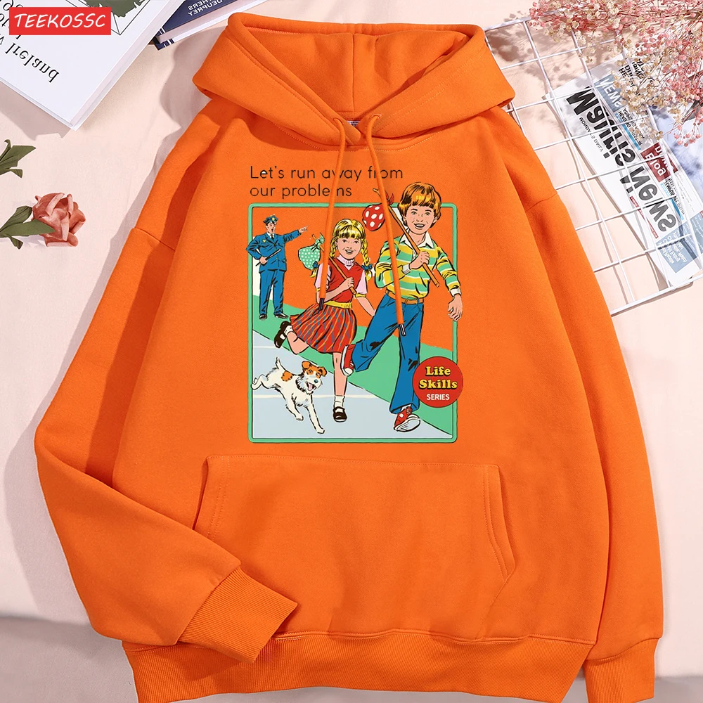 سويت شيرت كبير الحجم من الصوف للرجال والنساء ، وغطاء رأس غير رسمي ، وأزواج فضفاضة ، وأزواج بغطاء رأس ، ولنهرب من مشاكلنا ، والأزياء