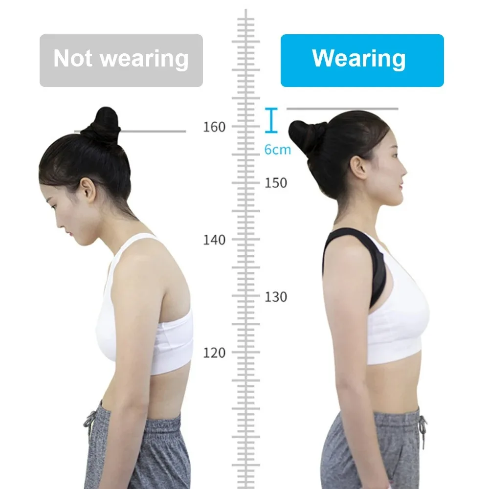 1Pcs Adjustable Back Shoulder Posture Corrector Belt Clavicle Spine Support Brace For Home Office Sport Upper Back Neck Training view 4