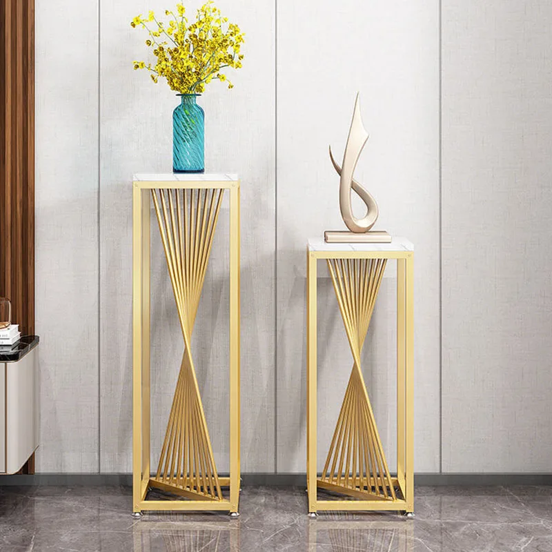Gold Wedding Flower Stand Tall Square Gold Metal Plant Stands Floor Flower Stand Display Rack For Vases Birthday Party Decor