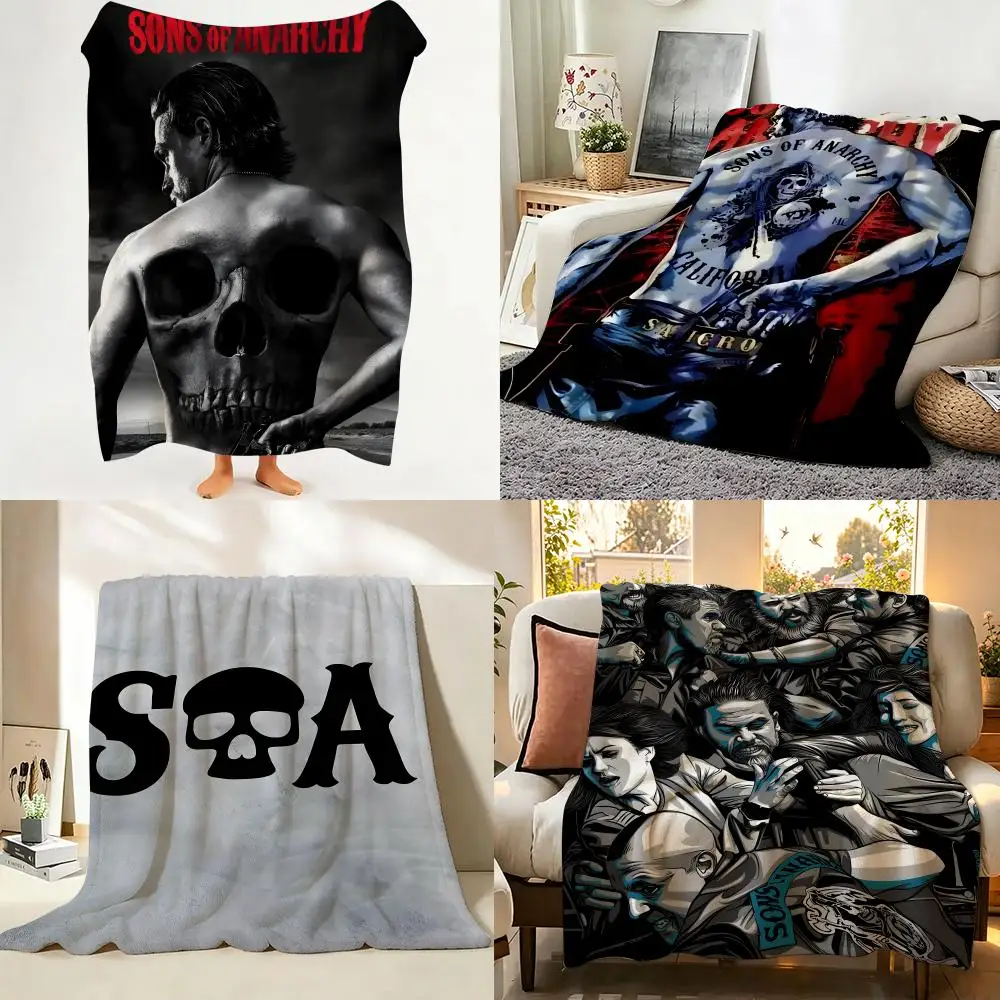 Drama S-Sons o-of A-Anarchy Throw Flannel Throw Blanket Suitable for Sofa、Living Room、Bedroom