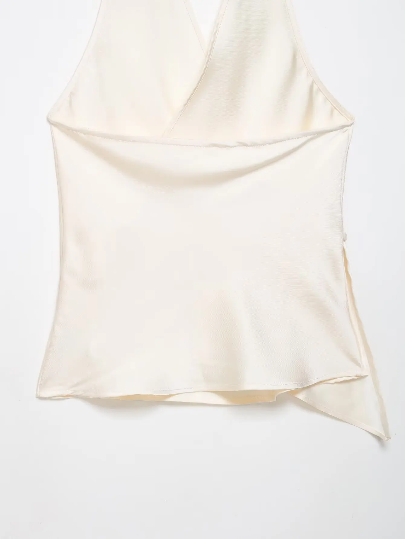 HH Damen Sommer Satin Neckholder-Top Damen Wickel-Bluse mit V-Ausschnitt und Rückenbindung Asymmetrische Bluse Niedliche Alltags- Urlaubs- und Geschäftskleidung – Detail 27