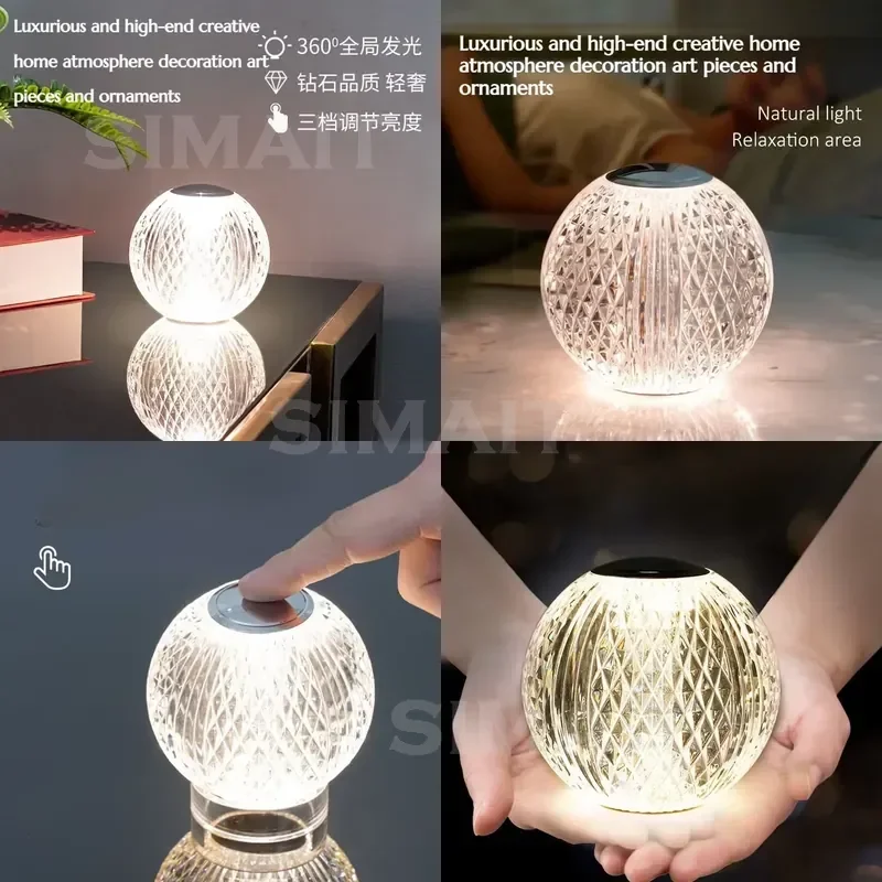 Creative Touch Rechargeable Glowing Decor Lamp, Luxury Desktop Art Ornament, Home Gift