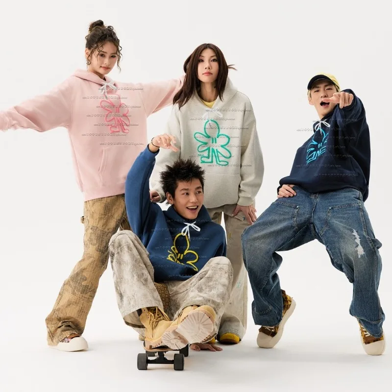 

New American Trendy Hoodie Couple's Street Oversized Top Versatile Casual Quick Drying Top Trendy