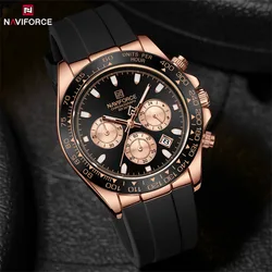 NAVIFORCE Watches for Men Business Luxury Waterproof Luminous Mens Watch Silicone Strap Chronograph Wristwatch Relogio Masculino