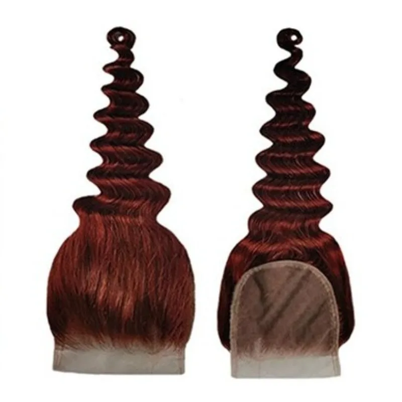 透明な4x4レースクロージャー付き人毛ウィッグ、ルーズディープウェーブ # 33色の自然なウェーブ、柔らかく耐久性のあるブラジル産バージンレミーヘア