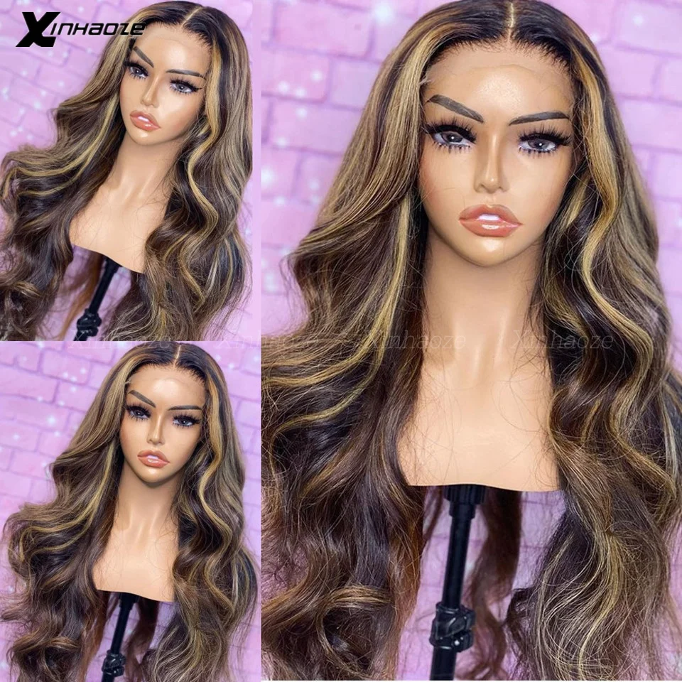 

13X6 Ombre Highlight Body Wave Wigs Blonde 13X4 Silk Top Lace Frontal Wig Brazilian Human Hair HD Lace Closure Wigs For Women