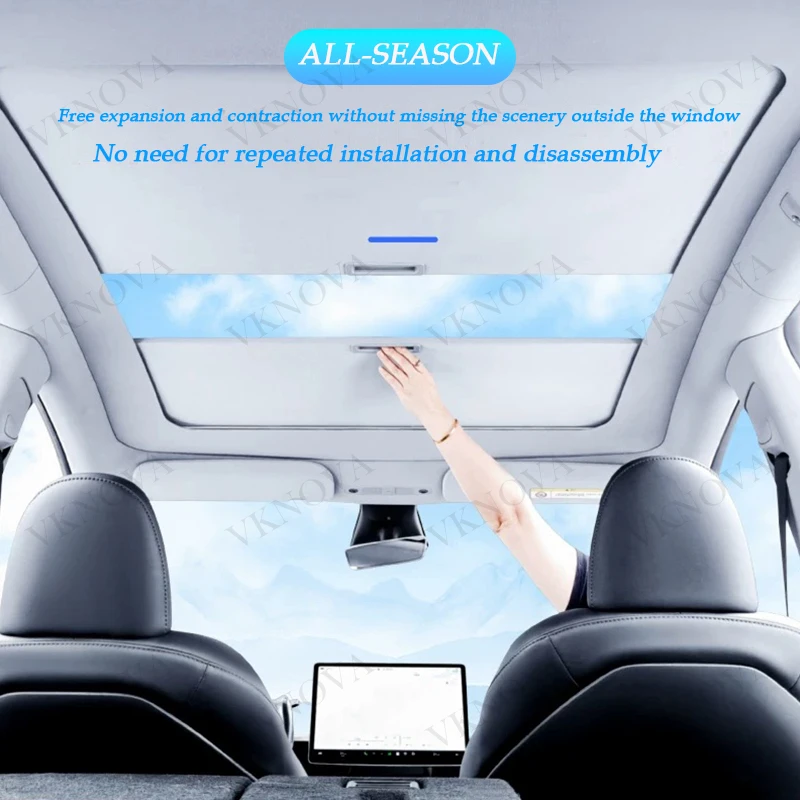 Retratable Sunshade For Tesla ModelYL YJuniper 2026 2025Roof Shade Scroll Original Sun Visor Model Y 2020-2026 Pleated Sunscreen