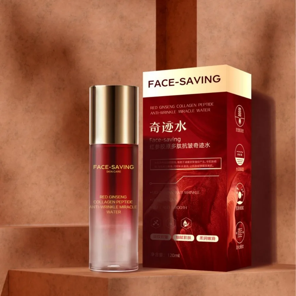 RED GINSENG COLLAGEN PEPTIDE ANTI-WRINKLE MIRACLE WATER Firming Hydrating Moisturizing Fade Fine Lines Korean Face Toner