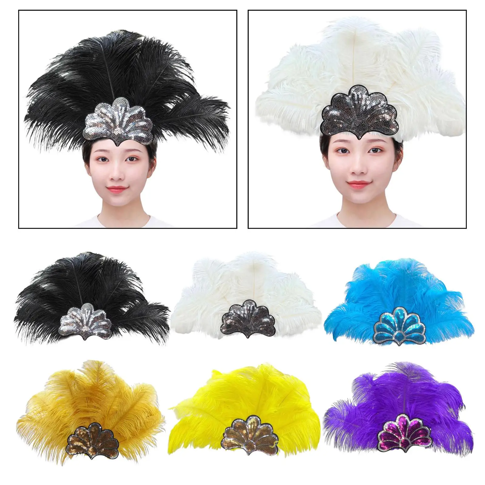 Feather Headdress Fascinator Costume Accessories Dress up for Women Headband for Party Masquerade Dance Halloween Cosplay