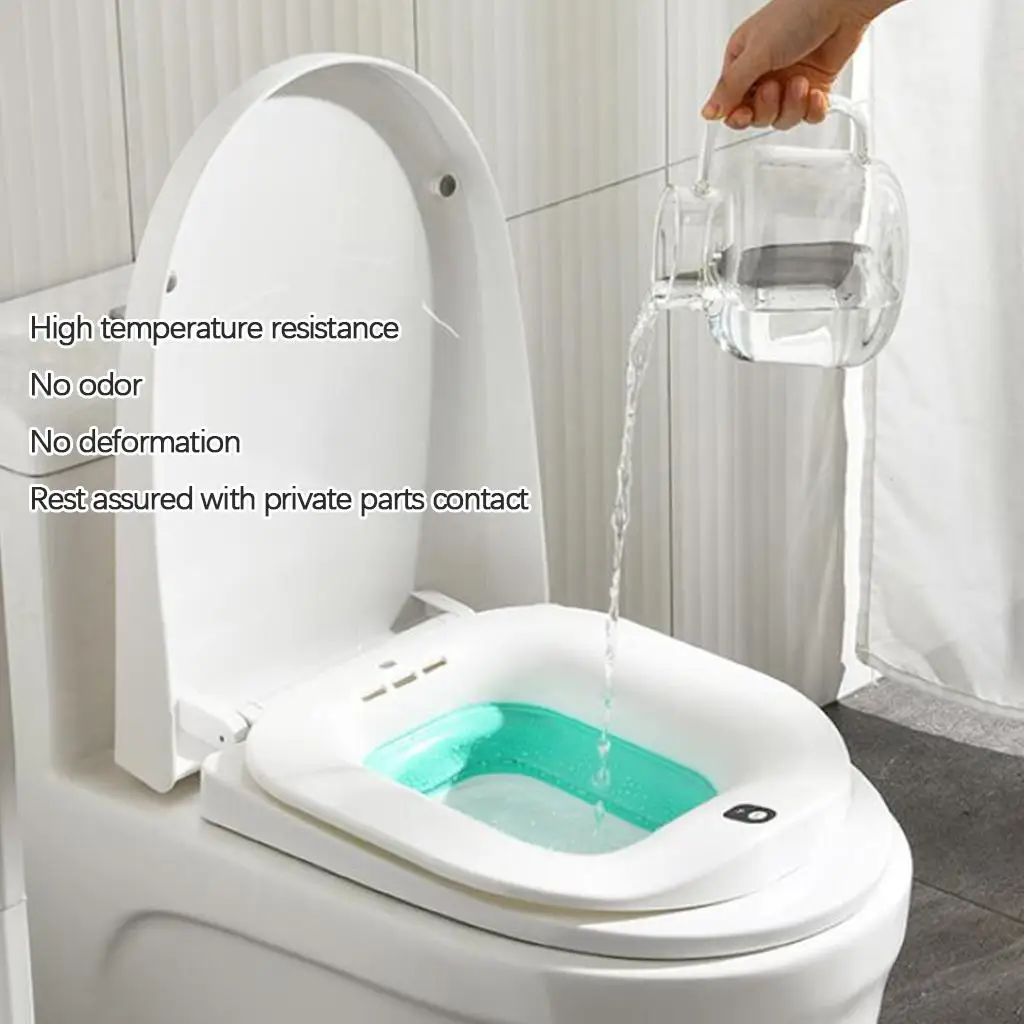 Sitz Bath for Toilet Electric Folding Portable Woman Bath Tub Basin for Pregnant Women Soothes Cleanse Hemorrhoids with Flusher