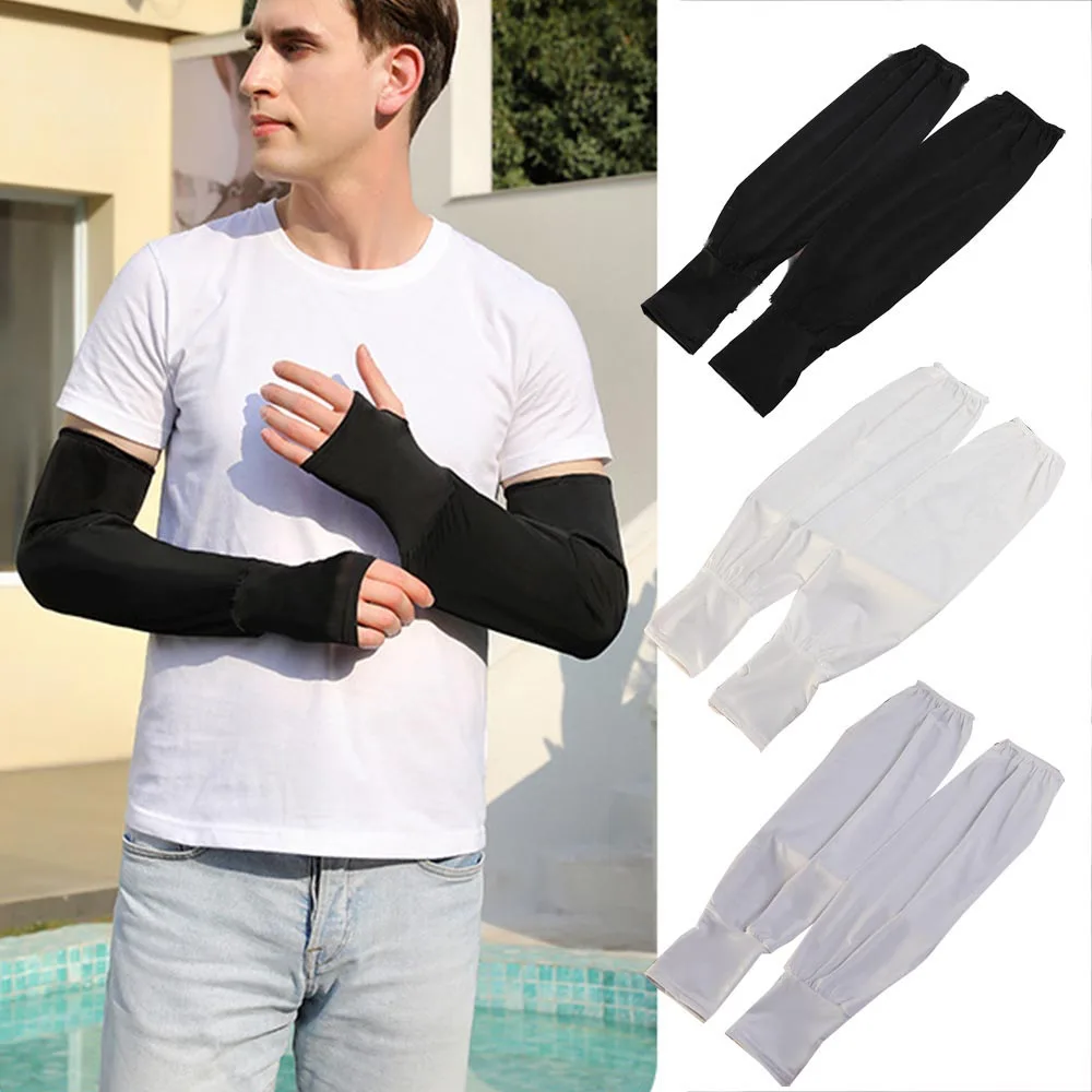 Summer Loose Sunscreen Driving Ice Silk Sleeve Female Men Length UV Protection Sleeve Arm Outdoor Travel Breathable Sleeve