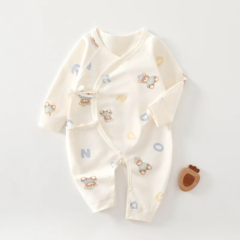 AYNIGIELL Newborn Baby Jumpsuit for Spring and Autumn Seasons Cute Baby Pure Cotton Long Sleeved Boneless Crawling Clothes
