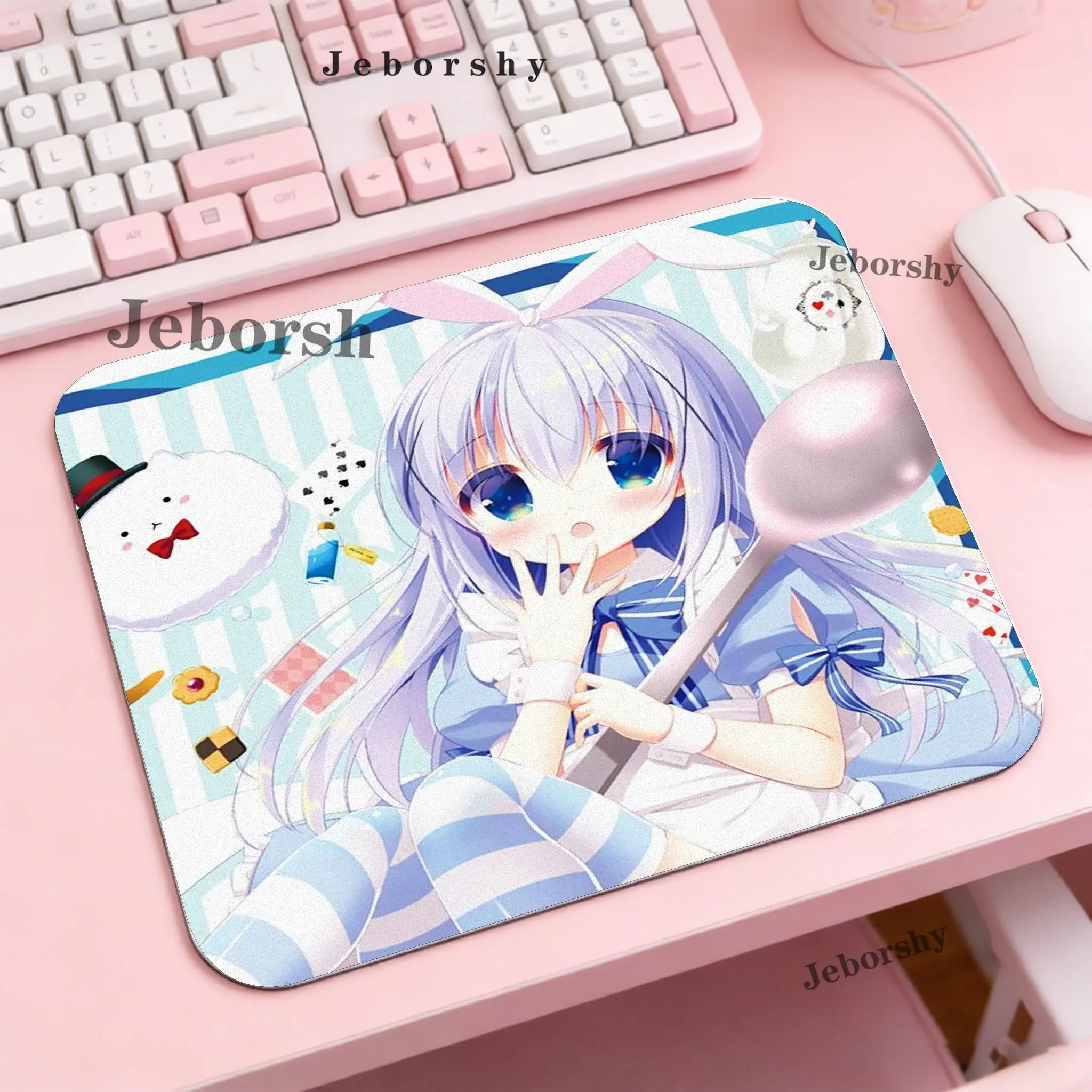 Is The Order A Rabbit? Chino Kafuu small Mouse Pad Anime Girl Desk Mat HD Print 2D Gaming Non-Slip Computer Desk Mouse Pad