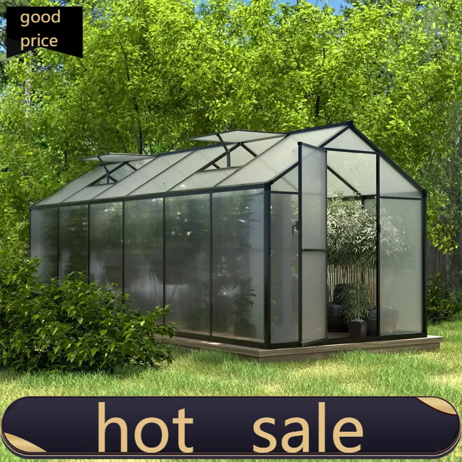 

Бестселлер: Уличная теплица 6'x12' с усиленной структурой на заклепках, 2 вентиляционными отверстиями, запираемой дверью, 4-мм двухслойным поликарбонатом