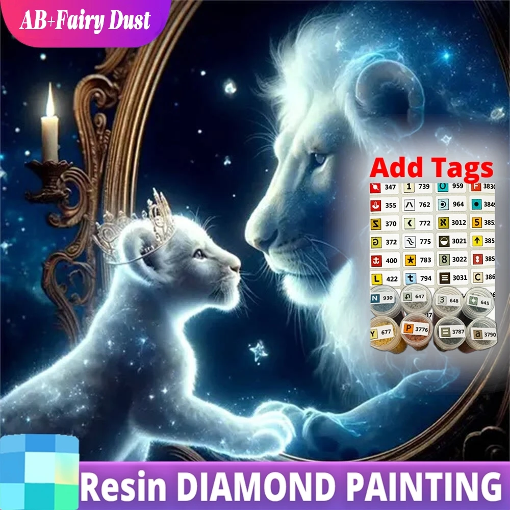 

Resin AB Fairy Dust Lion Diamond Mosaic Animal DIY Acrylic Craft Supplies Painting Suitable For Beginners Holiday Gifts
