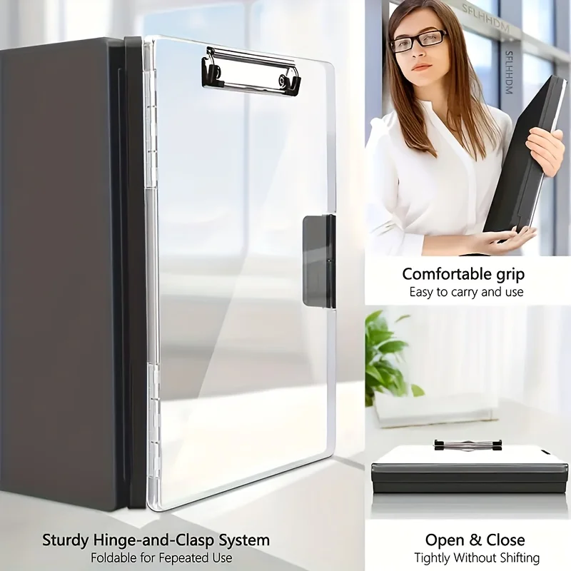 8.5x11 Heavy Duty Clipboard Organizer-2 Storage Boxes&Clear Top Panel for Office/Field Work (Durable Document Holder&Organizer)