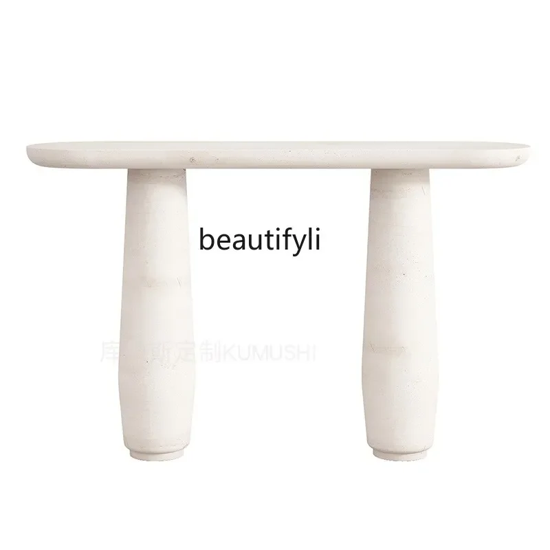 

A57 Natural travertine entrance table villa living room household entrance platform