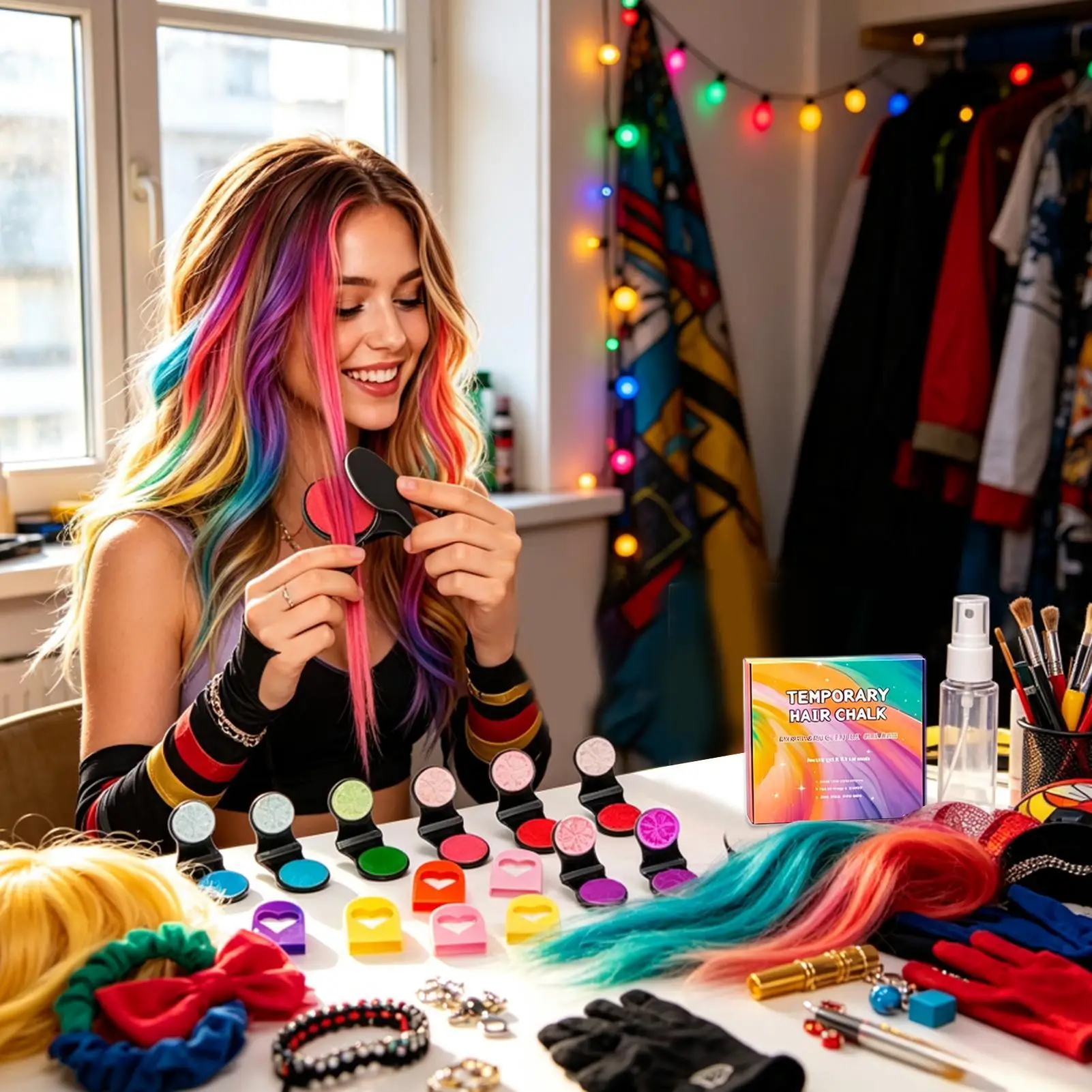 12 Color Temporary Hair Dye Chalk Washable Hair Chalk Styling Set Fruit Scent Easy To Apply Wash Out Temporary Hair Color Party