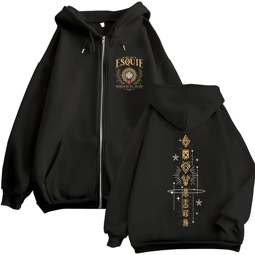 Esquie Clair Obscur Expedition 33 Sudadera con capucha con cremallera gráfica para hombre y mujer, sudaderas informales de gran tamaño con cremallera, abrigos sueltos, chaqueta, sudaderas con capucha