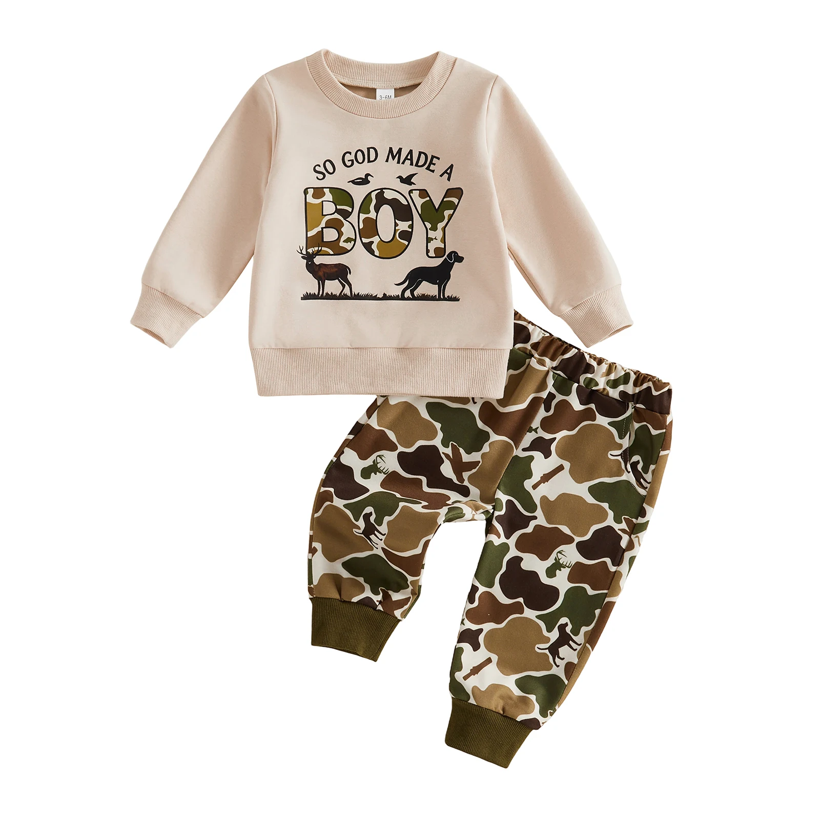 Toddler Boy Fall Outfit Long Sleeve Crew Neck Letter Print Sweatshirt Pants