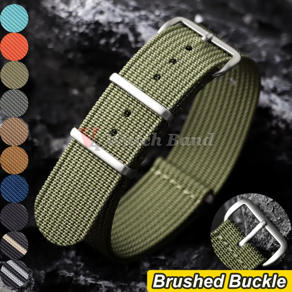 Neues geripptes Nylon-Uhrenarmband mit gebürsteter Schnalle, 19 mm, 18 mm, 20 mm, 22 mm, Armbandzubehör für Militäruhrenarmbänder