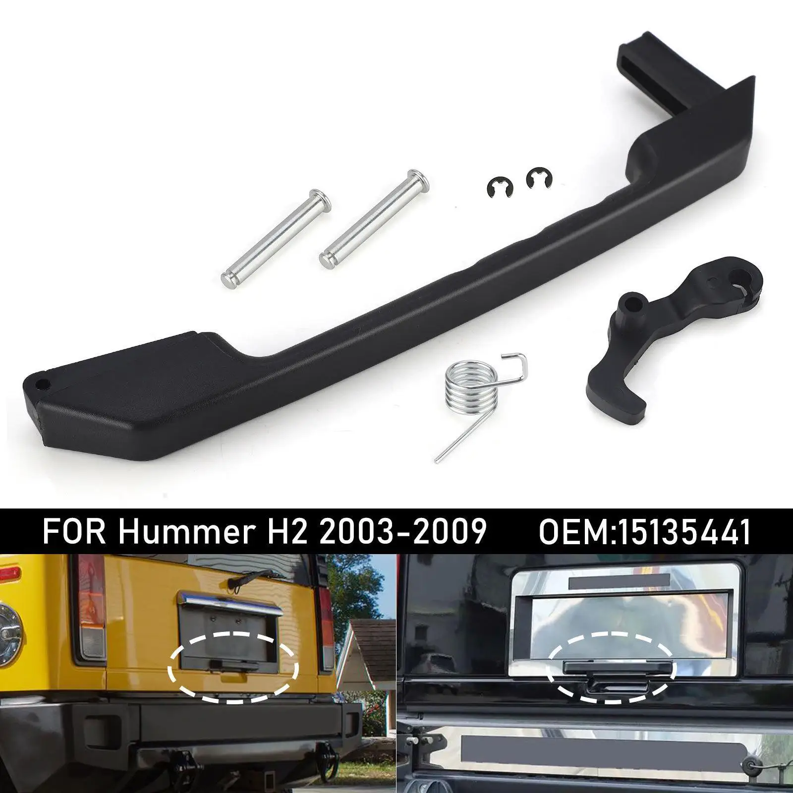 Tailgate Handle Liftgate Catch Handle 15135441 Easy Installation Black Replacement Exterior Textured Lever Car Door Handle