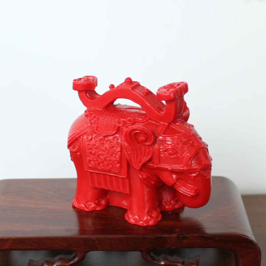 Cinnabar mascot beckoning fortune desktop ornaments auspicious Ruyi trumpet elephant hand piece play