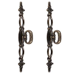 2Pcs Antique Bronze Flower Pull Alloy Ring Knob Vintage Lacework Handle  W/screw Hollow Decor Drawer Door Cabinet Old Chinese