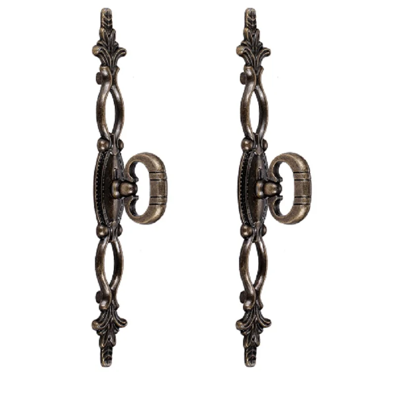 2 sztuk Antique Bronze Flower Pull pierścionek ze stopu gałka Vintage Lacework uchwyt W/śruba Hollow Decor drzwi szufladowe szafka stary chiński