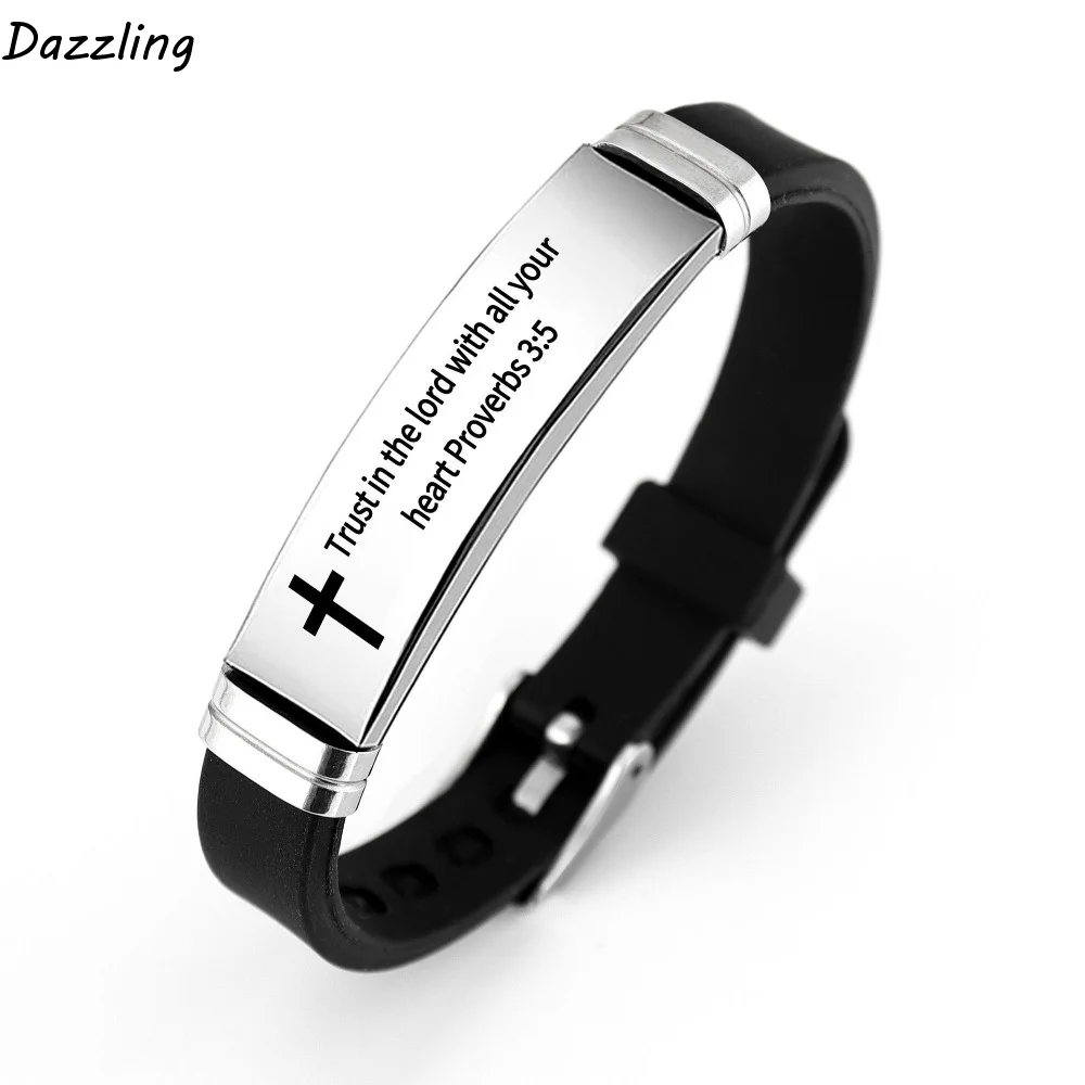 

Casual Silver Bible Cross Bracelet Adjustment Personalized Family Friendship Bracelet Net Band Couple Bracelet for Men and Women