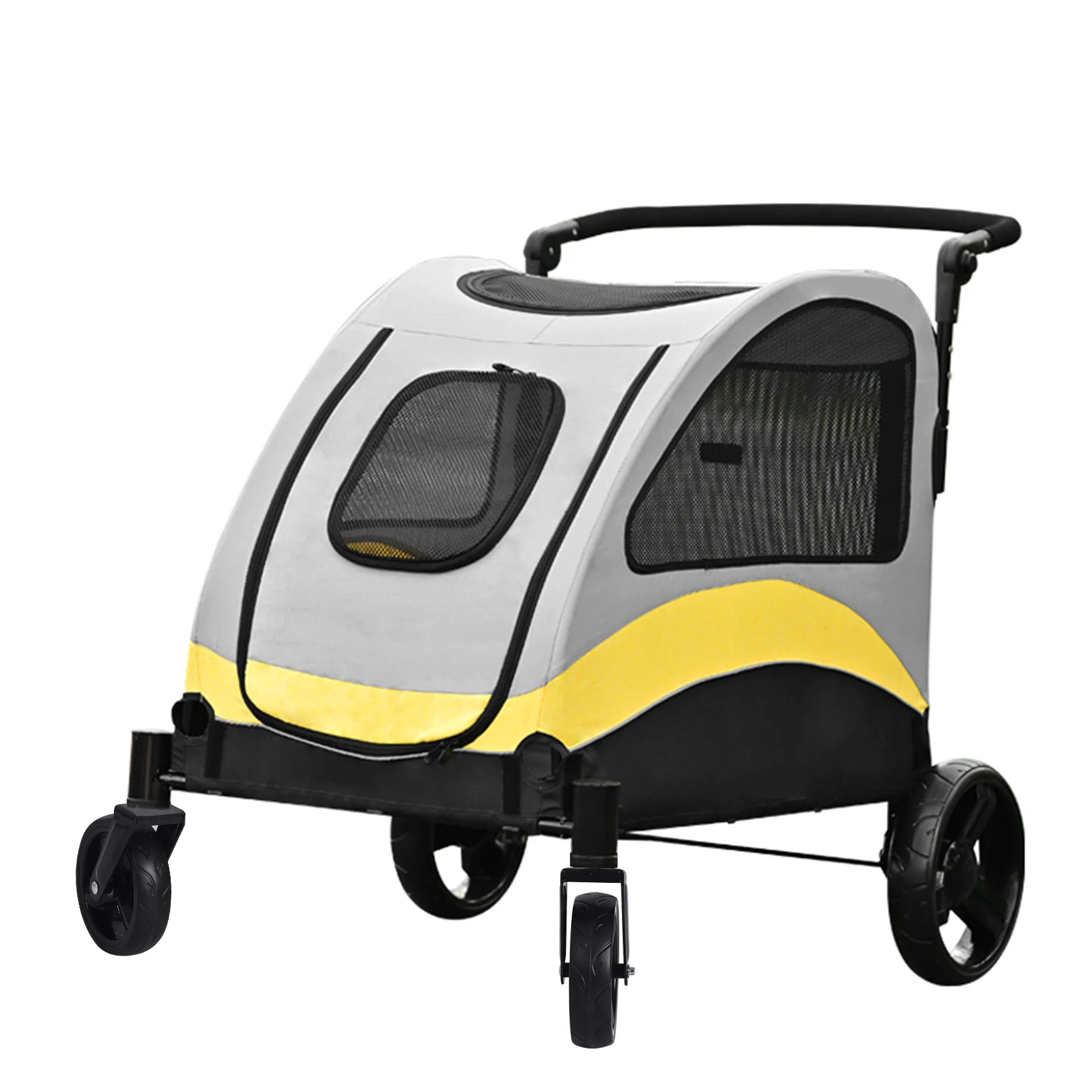 Draagbare hondenwandelwagen, 4 wielen voor grote honden, opvouwbare kattenreiswagen, wandelwagen, ademende drager voor buitenspelen