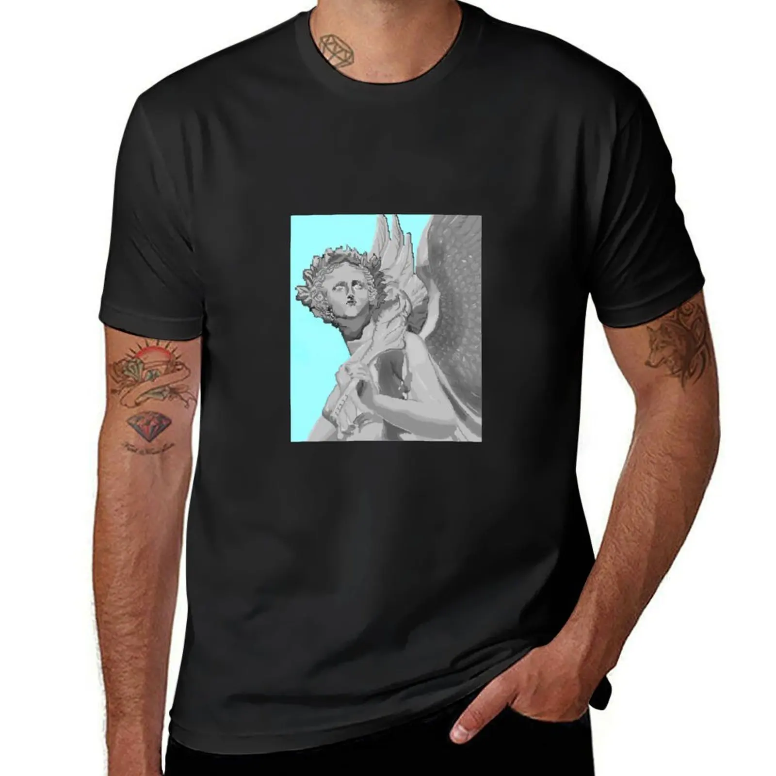 

Pixel art of an angel statue T-Shirt summer tops Blouse men clothing