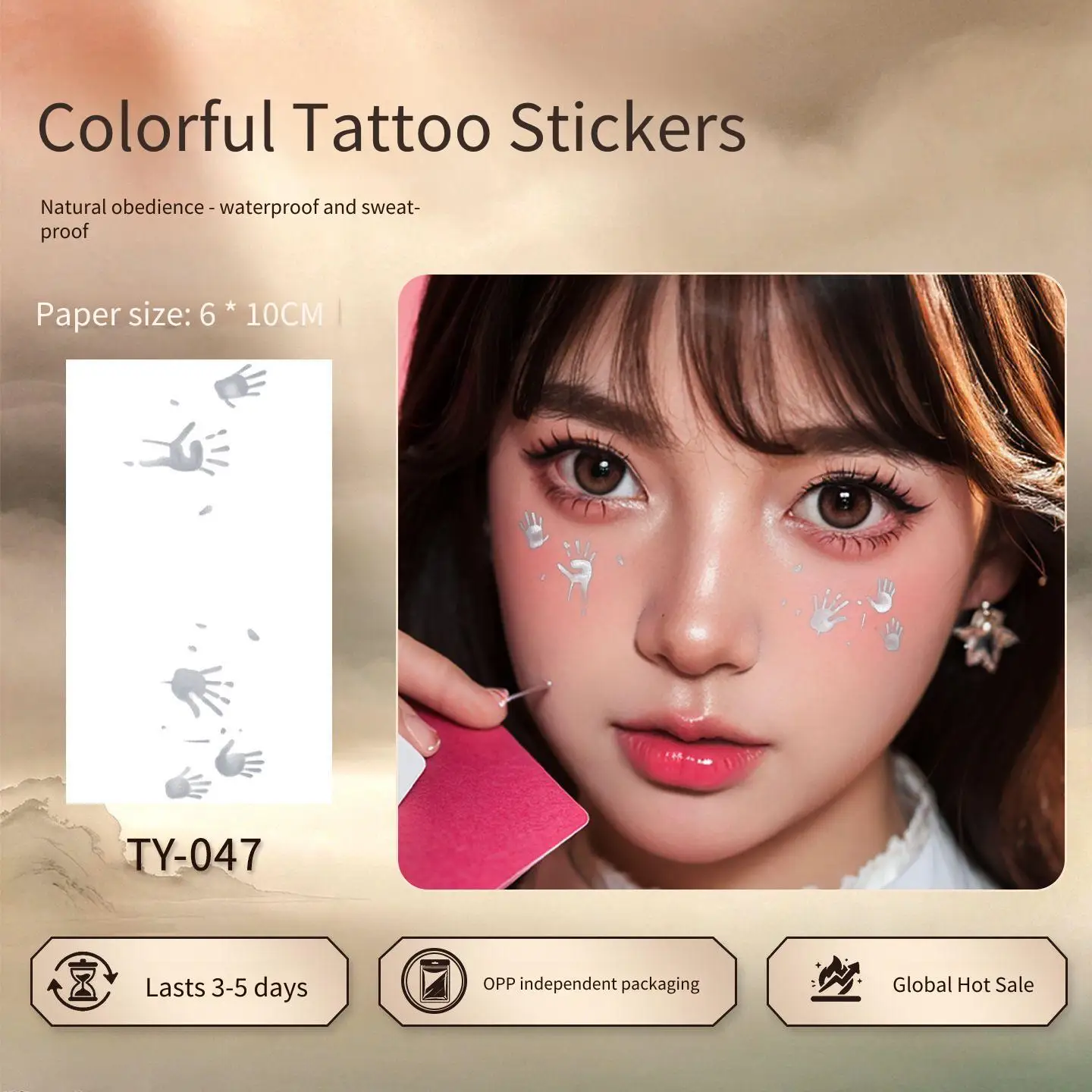 1 Sheet Per Pack Temporary Tattoo Sticker Waterproof Long Lasting Face for Women