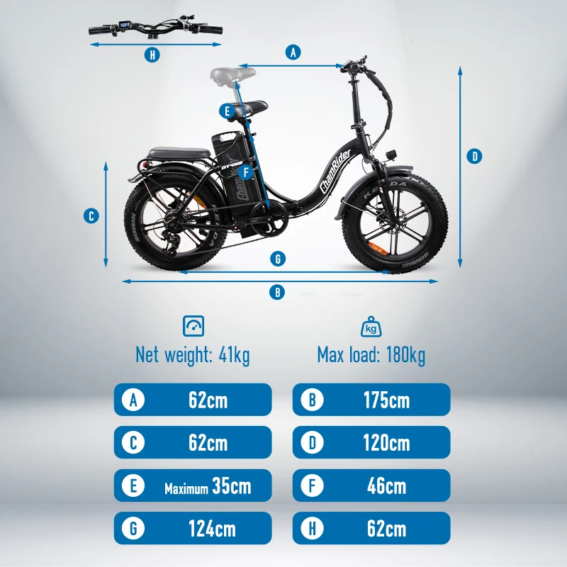 Bicicleta Eléctrica ChamRider DT450 con Batería Monster de 48V50AH, Alcance Épico de 250KM y Motor de 250W/750W, la Mejor Opción para Entregas en Europa