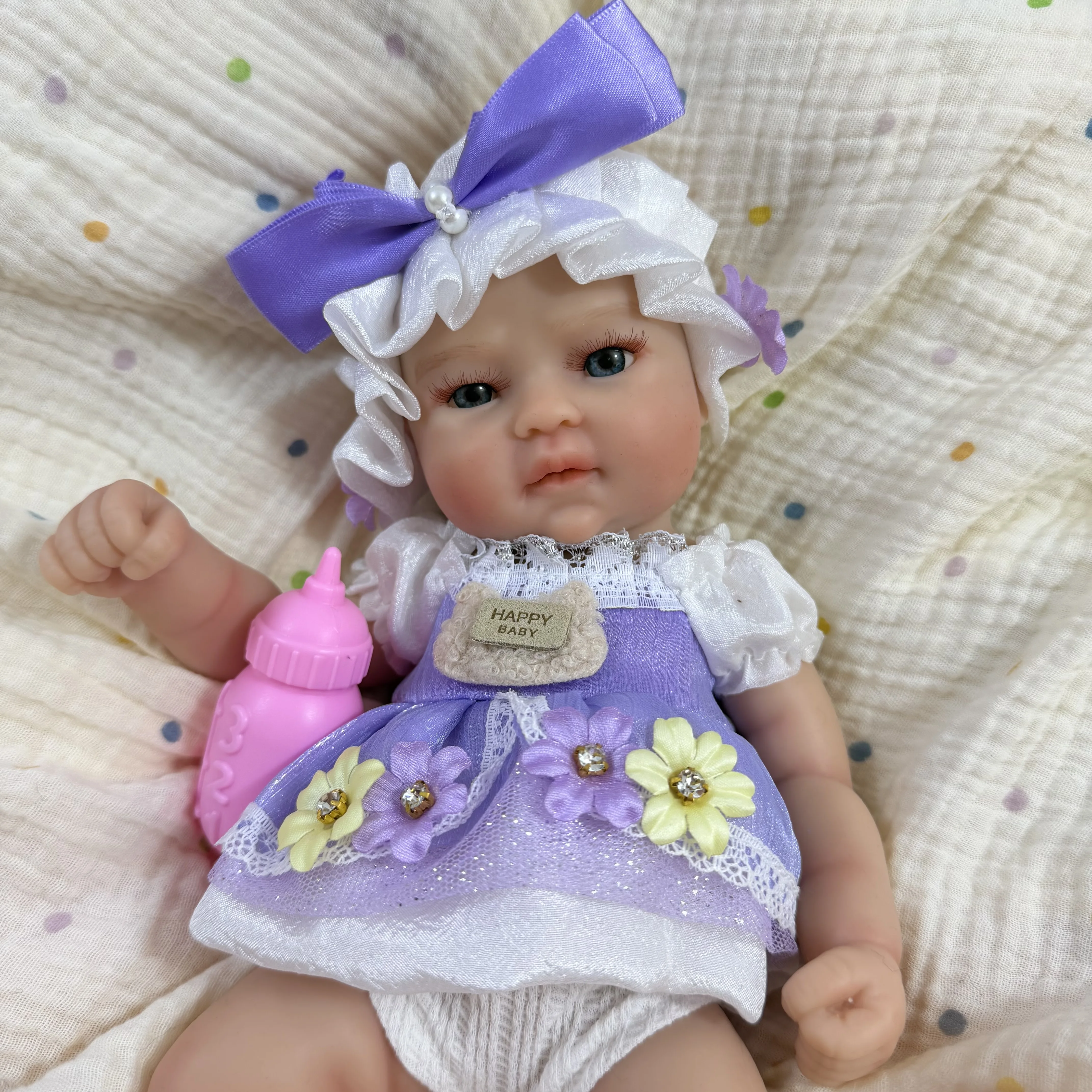 13 Inch Mini Reborn Doll Tina Full Solid Silicone Doll Washable Body Doll Silicone Toy Christmas Gift