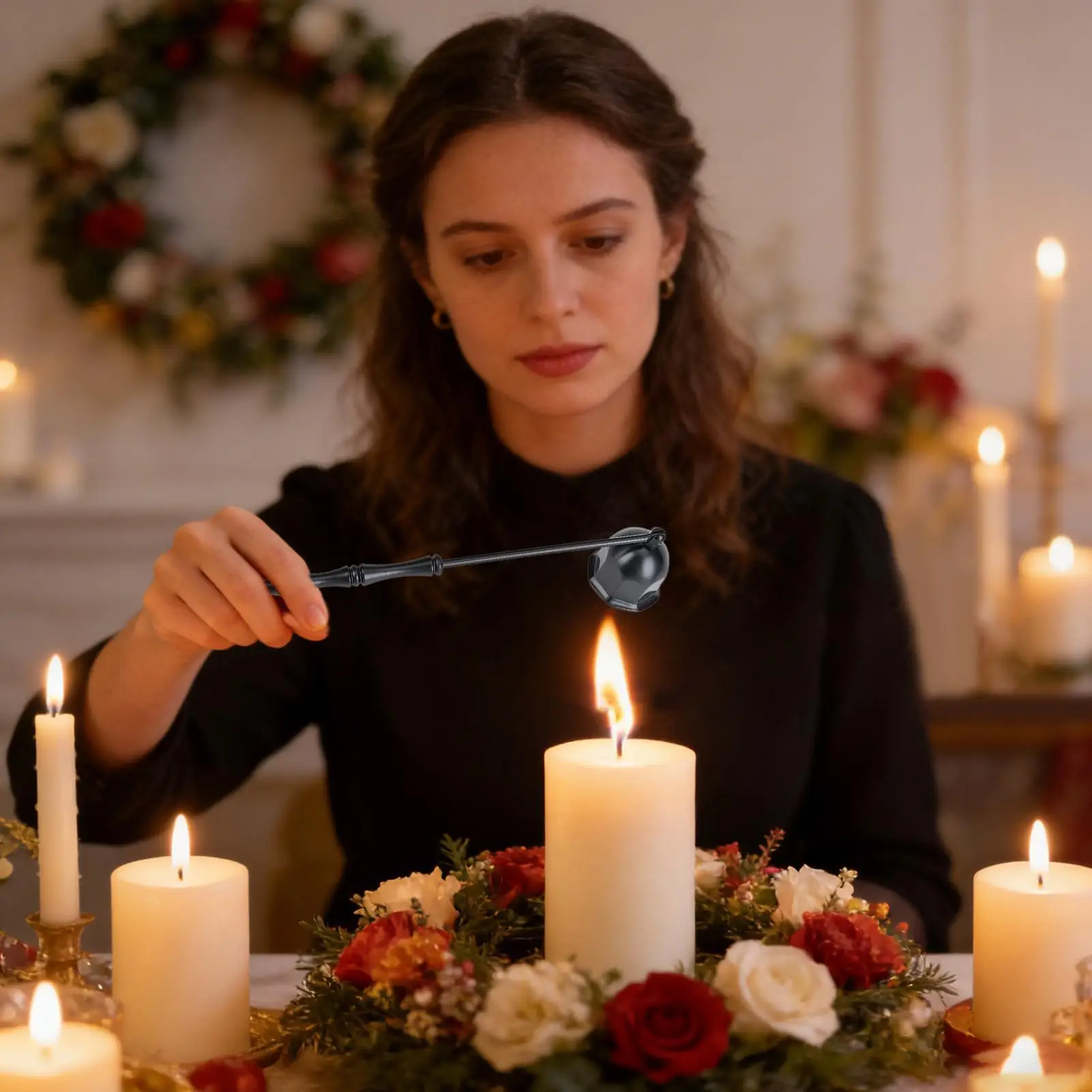 Candle Damper Candle Stainless Tool Long Handle Bell Extinguisher Accessory Wicks Out Steel Extinguish Putting Accessories view 2